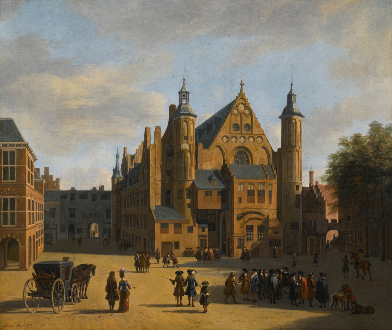 Udsigt over Binnennhof i Haag af Gerrit Adriaenszoon Berckheyde