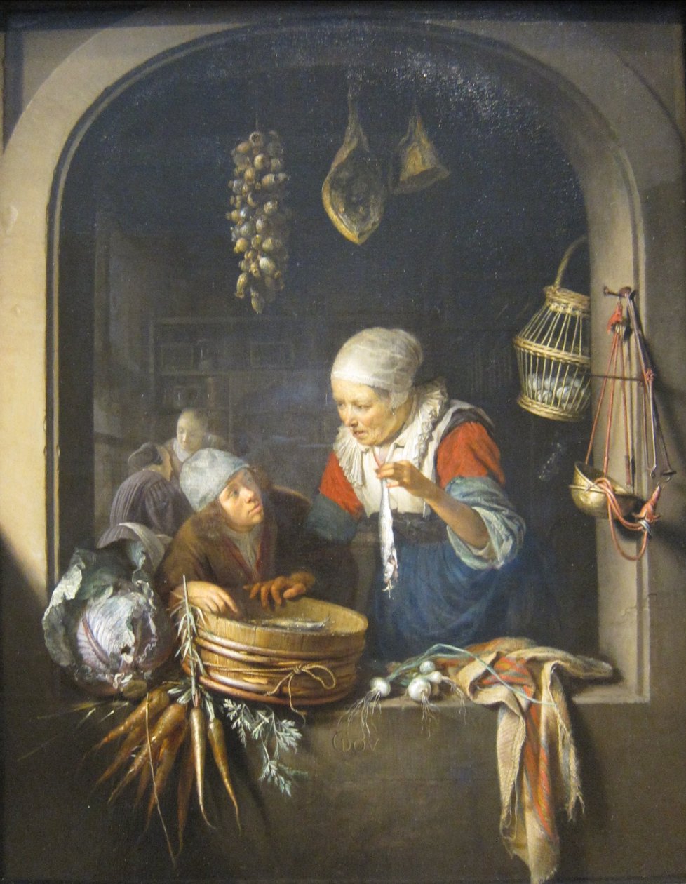 Sildesælger og dreng af Gerrit Dou