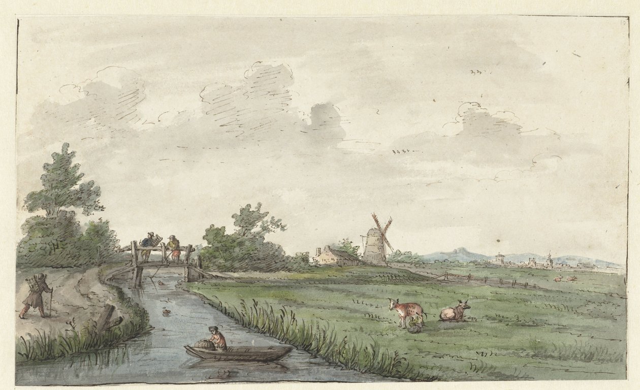 Landskab med grøft og landevej af Gerrit Grasdorp (possibly)