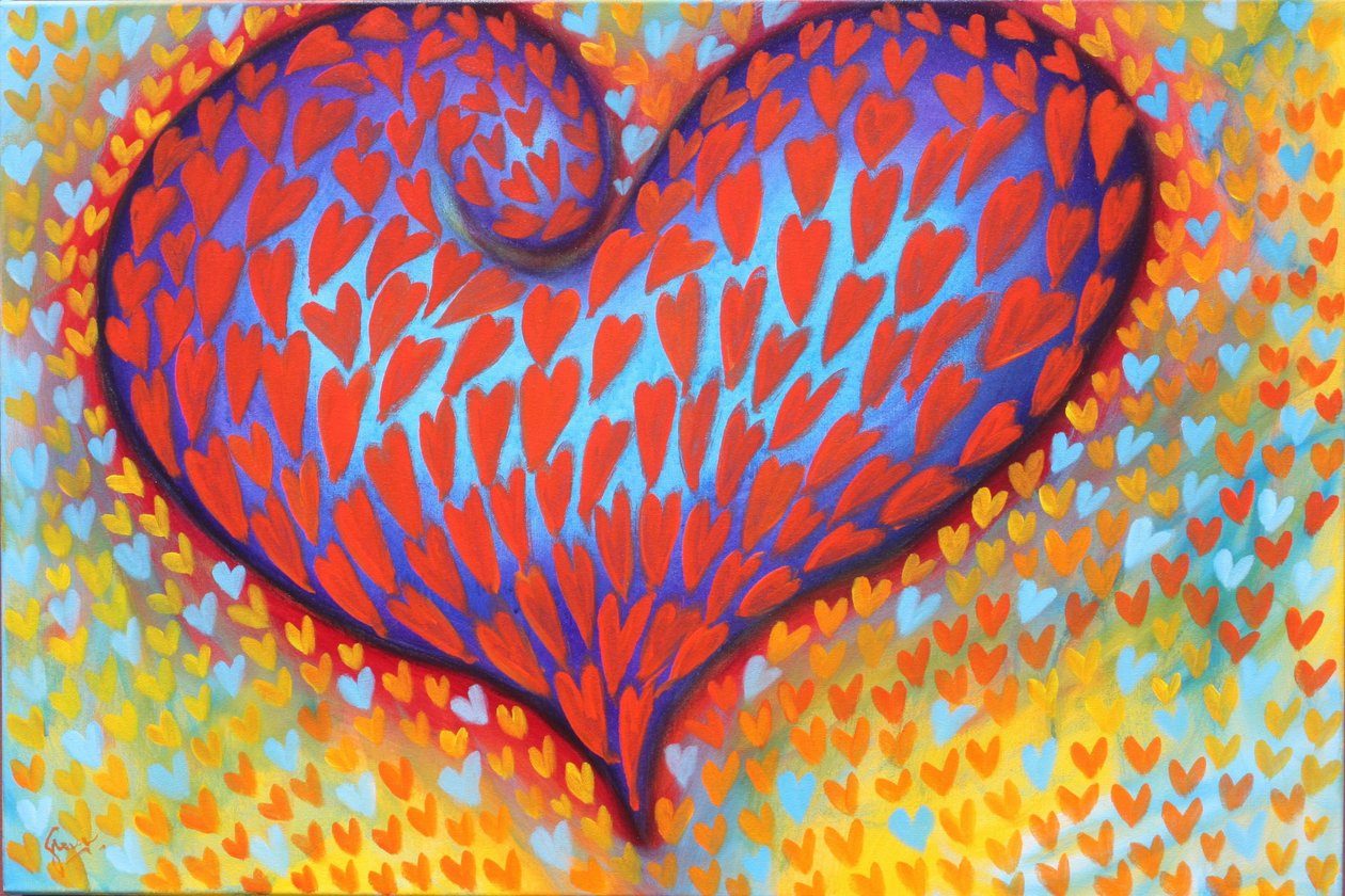 Confetti Hearts, 2023 (akryl på lærred) af Gerrit Greve