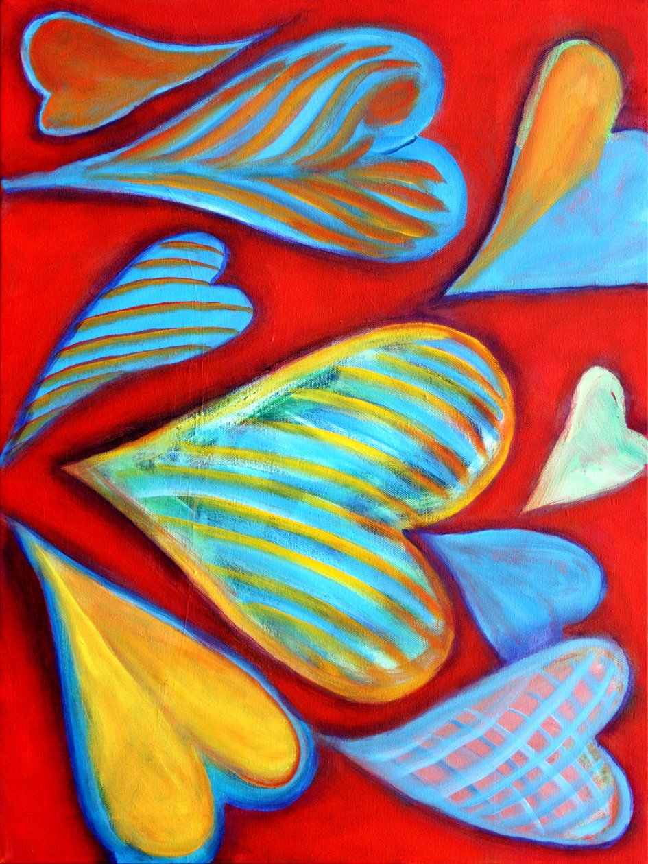 G Hearts 15, 2016 (akryl på lærred) af Gerrit Greve