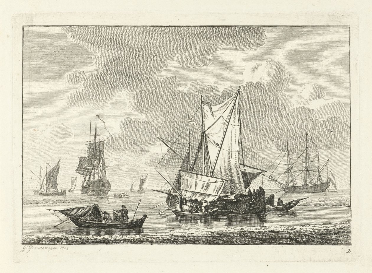 Havlandskab med forskellige skibe Forskellige skibe på vandet (serietitel) af Gerrit Groenewegen