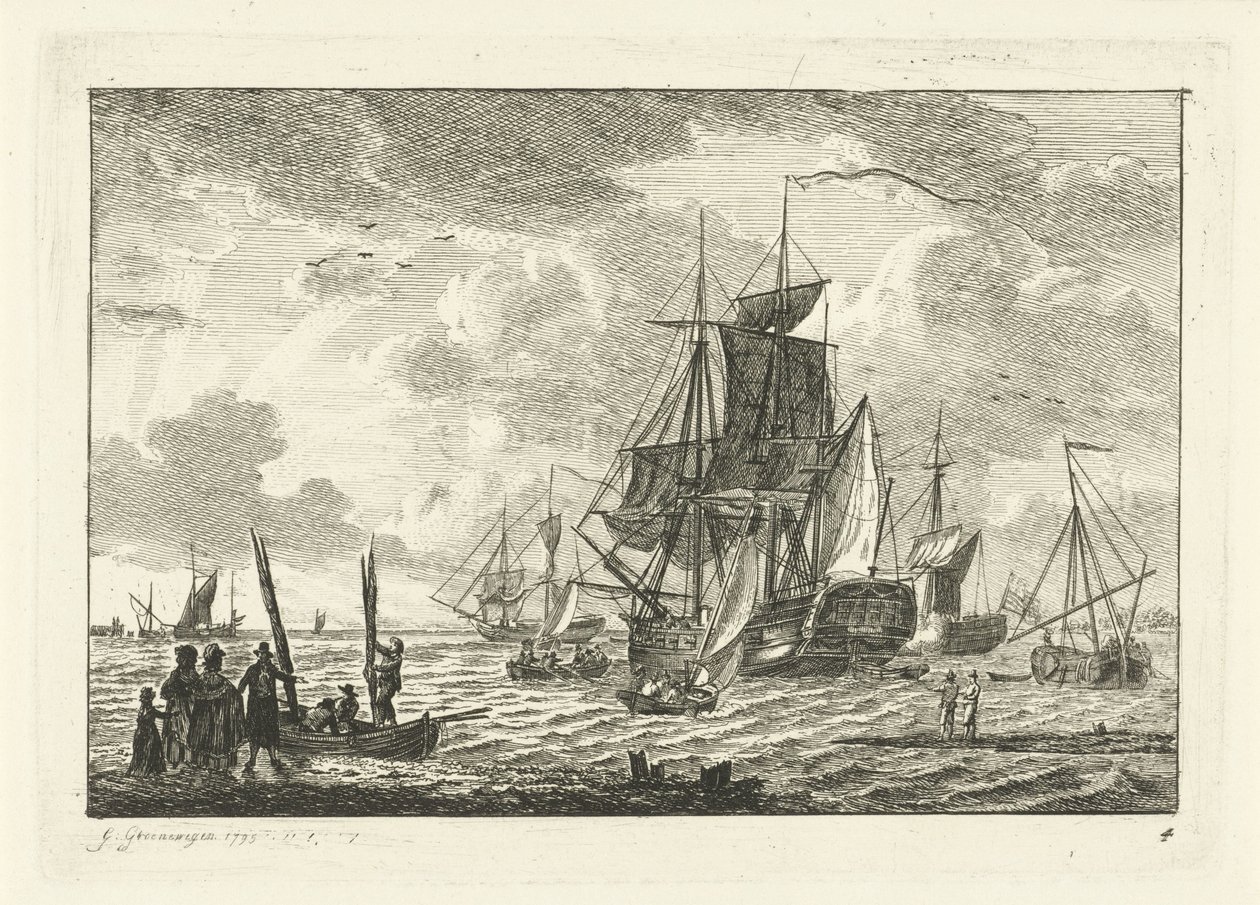 Havlandskab med forskellige skibe Forskellige skibe på vandet (serietitel) af Gerrit Groenewegen