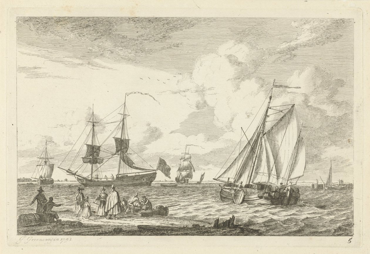 Havlandskab med forskellige sejlskibe Forskellige skibe (serietitel) af Gerrit Groenewegen