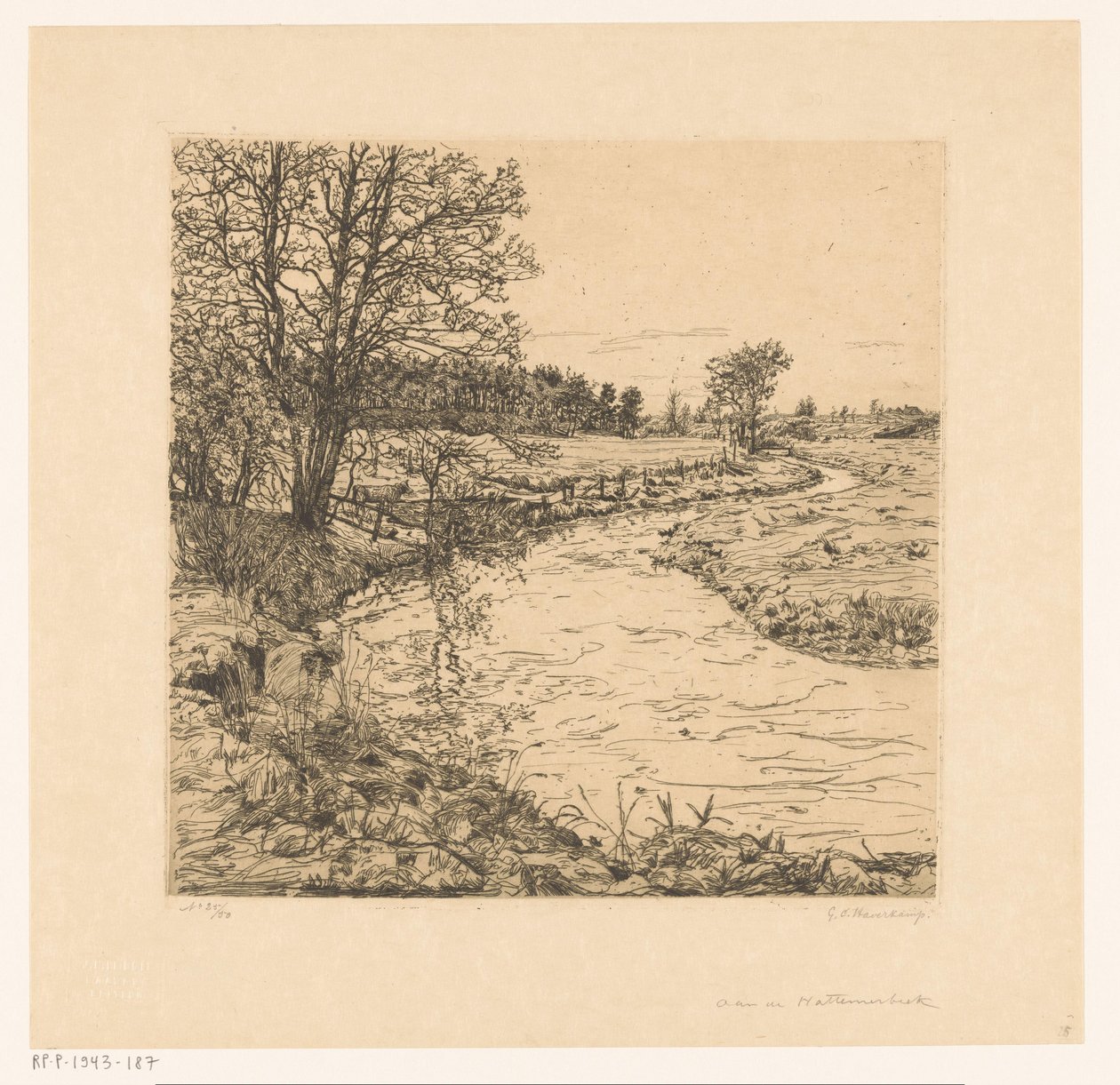 At the Hattemerbeek (original titel på objektet) af Gerrit Haverkamp (signed by artist)