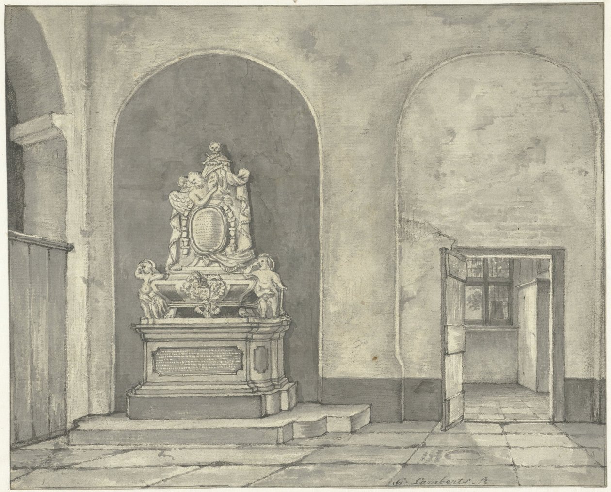 Balths begravelsesmonument. Fredericus von Stosch i Janskerk i Utrecht af Gerrit Lamberts