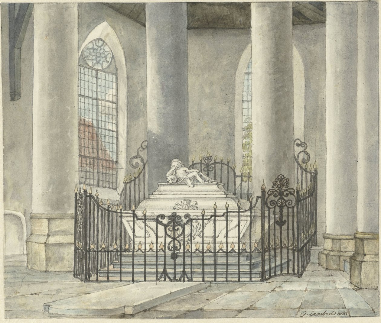 Begravelsesmonument over Catharina Alida van der Dussen, i en kirke i Culemborg af Gerrit Lamberts