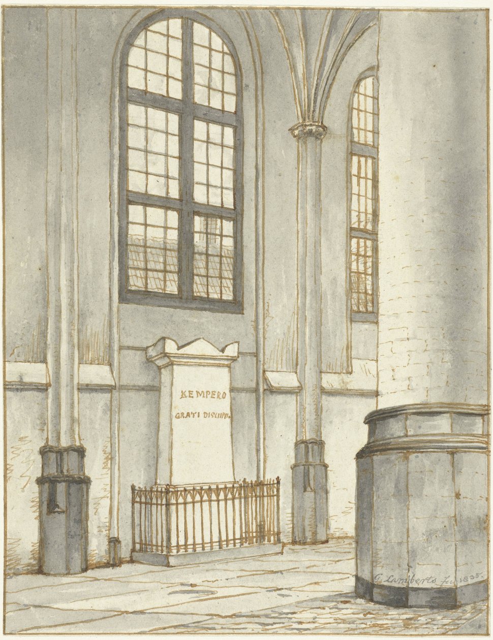 Begravelsesmonument over J.M. Kemper, i Pieterskerk i Leiden af Gerrit Lamberts