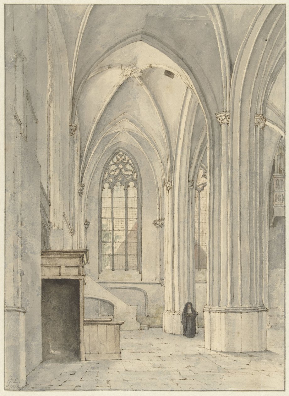 Interiør af Rhenens kirke af Gerrit Lamberts