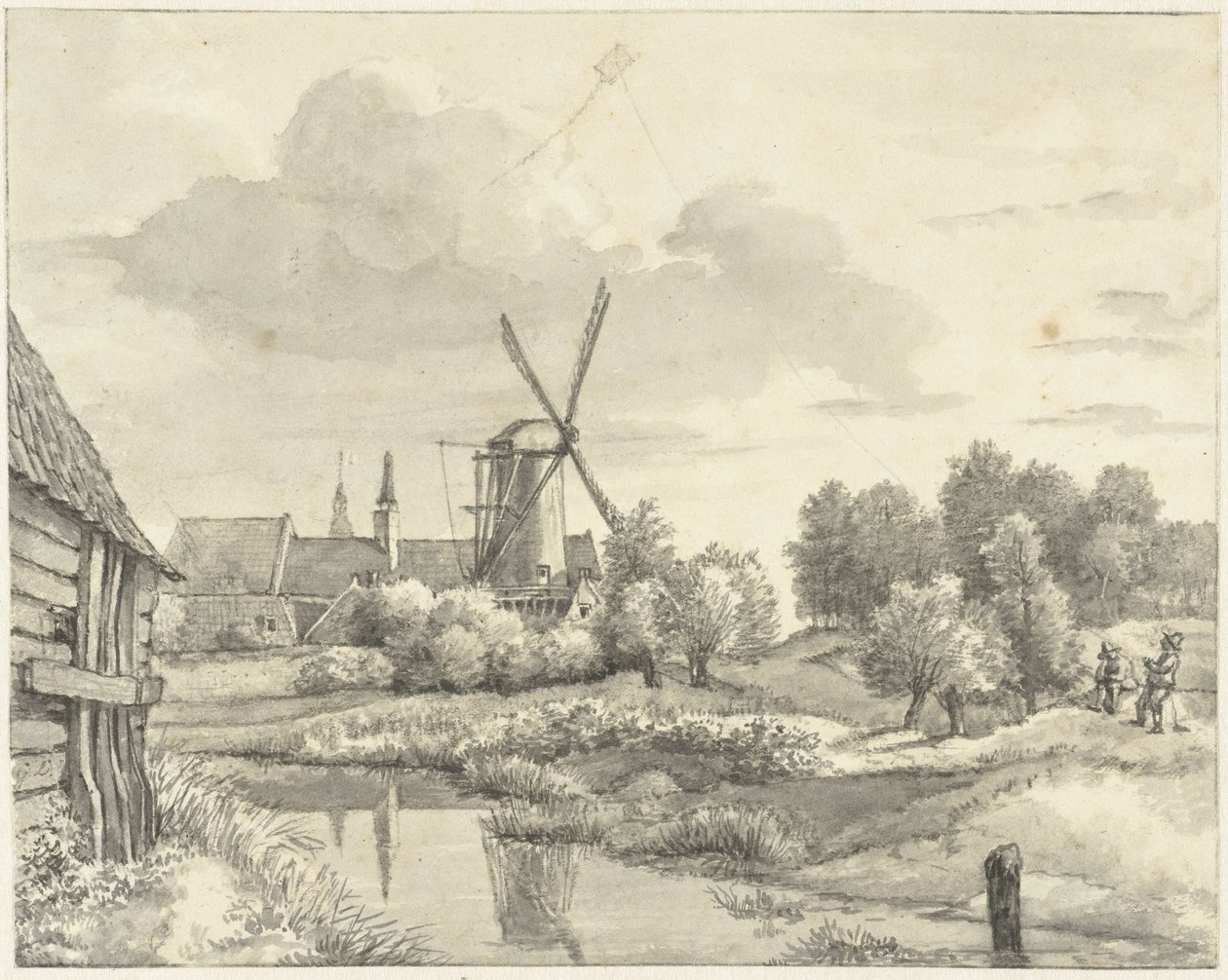 To drenge med en drage på Wal van Haarlem af Gerrit Lamberts