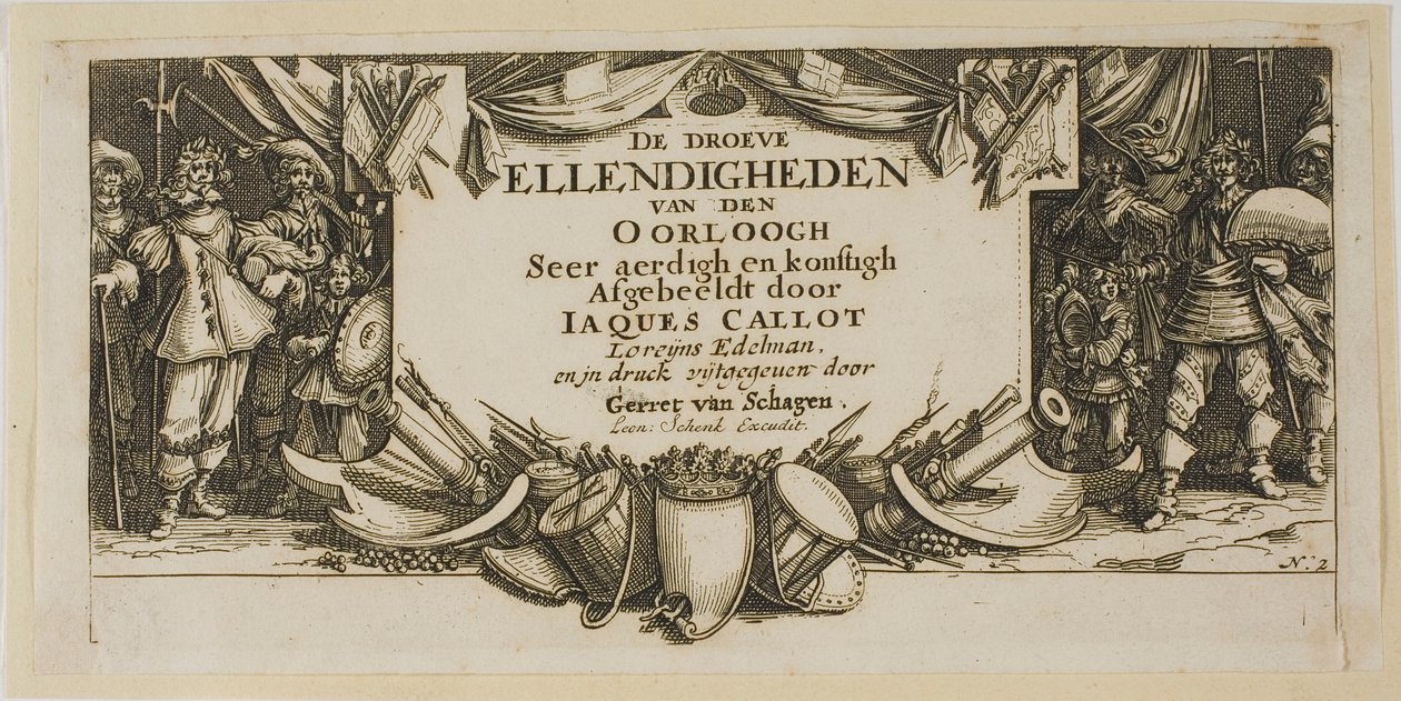 Frontispice, fra Krigens store elendighed af Gerrit Lucasz van Schagen