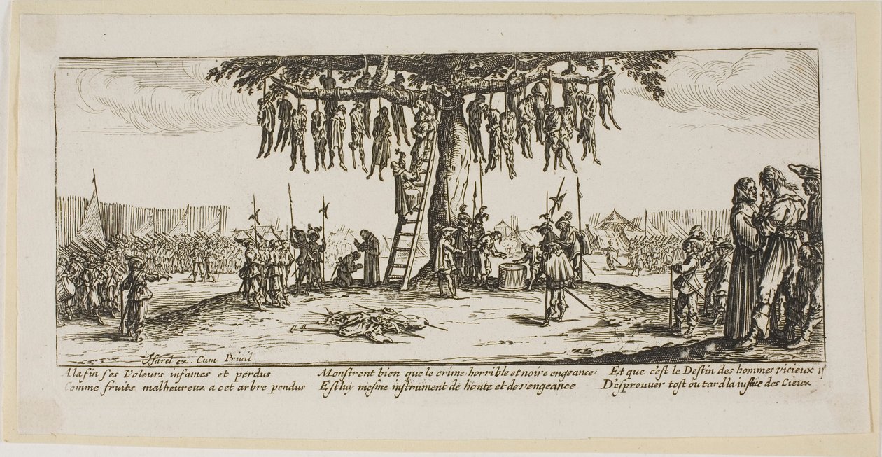 Hængningen, planche 11 fra Krigens store elendighed af Gerrit Lucasz van Schagen
