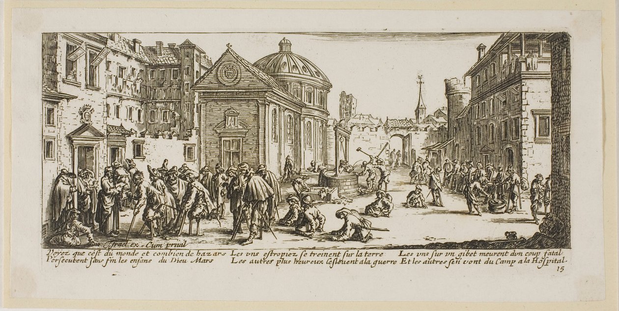 Hospitalet, planche femten fra Krigens store elendighed af Gerrit Lucasz van Schagen
