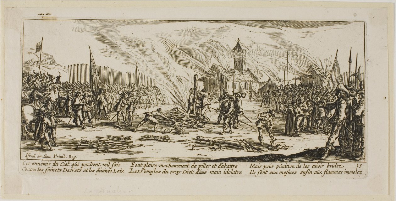 The Stake, planche 13 fra Krigens store elendighed af Gerrit Lucasz van Schagen