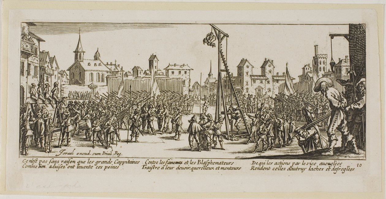 Strappado, planche ti fra Krigens store elendighed af Gerrit Lucasz van Schagen