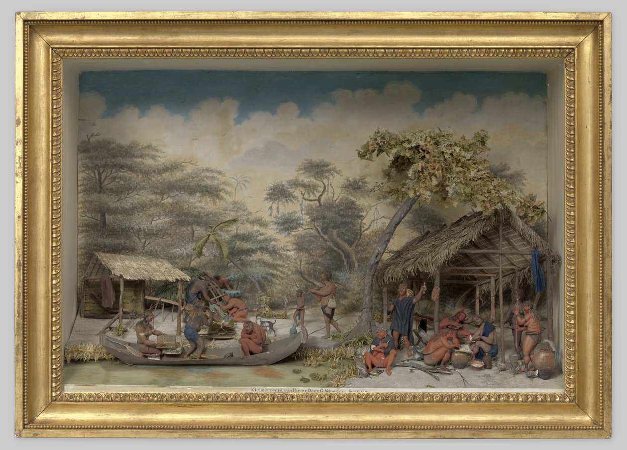 Diorama fra en Caribisk lejr af Gerrit Schouten