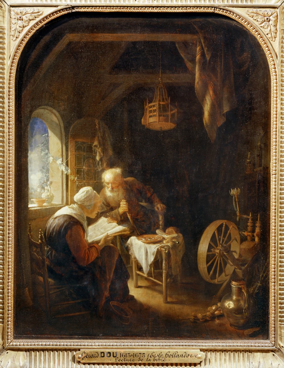 At læse Bibelen eller Anne og Tobias ... af Gerrit or Gerard Dou