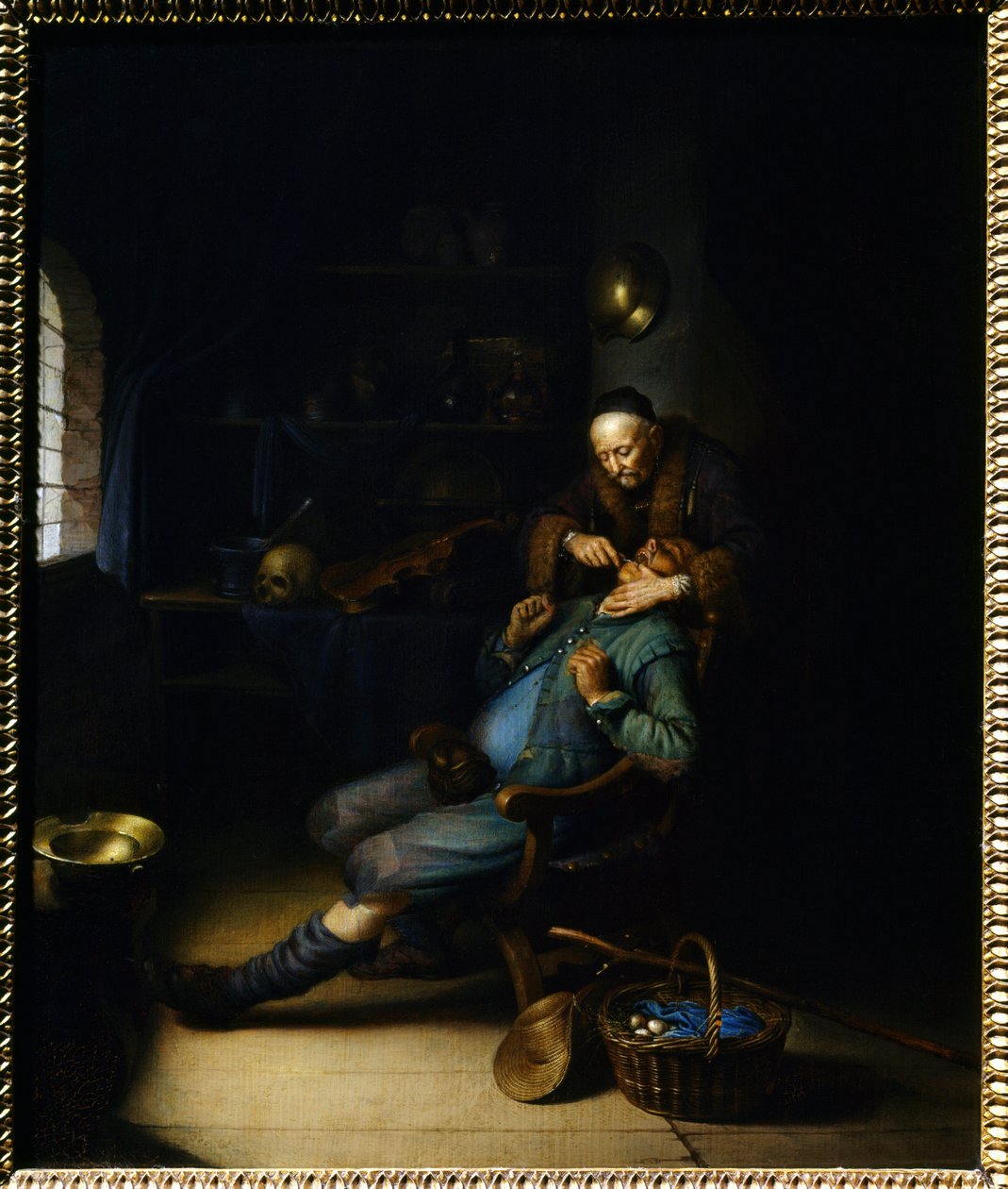 Tandtrækkeren. Maleri af Gerard Dou (eller Gerrit Dow) (1613-1675) af Gerrit Dou