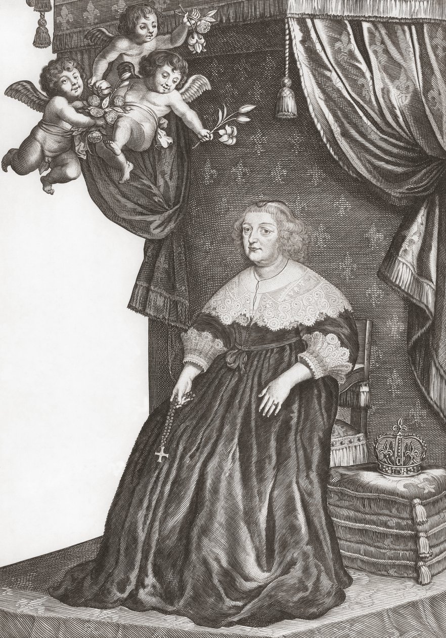 Marie de Medici, Ranskan kuningatar. Muotokuva (printti) af Gerrit van (after) Honthorst