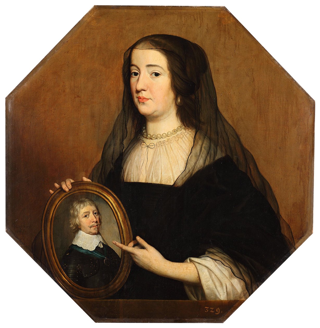 Amalie von Solms (1602-1675) in Witwentracht af Gerrit van Honthorst