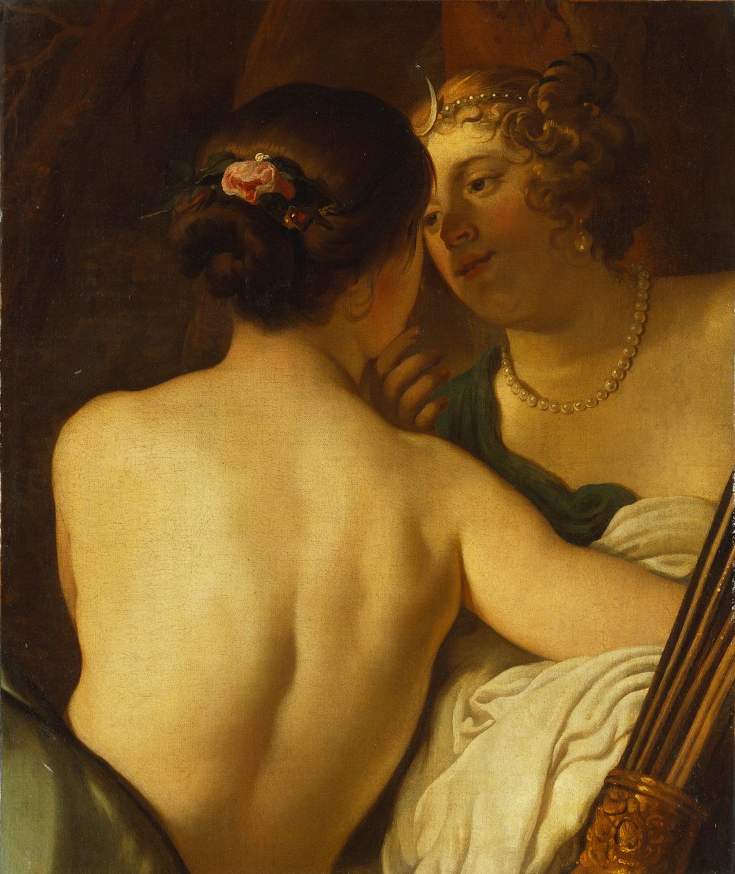Jupiter i Dianas skikkelse, der forfører Callisto af Gerrit van Honthorst