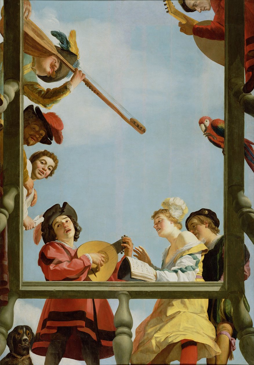 Musikalsk gruppe på en balkon, 1622 af Gerrit van Honthorst