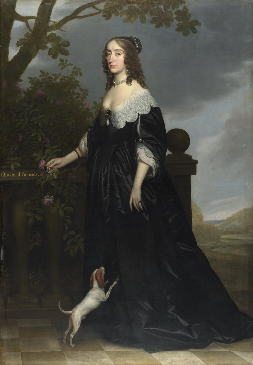 Portræt af Elizabeth Stuart (1596-1662), dronning af Bøhmen, hustru til kurfyrst Palatine Frederick V og datter af James I, 1642 af Gerrit van Honthorst