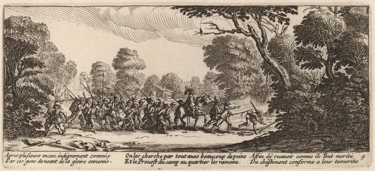 Opdagelsen af de kriminelle soldater af Gerrit van Schagen after Jacques Callot