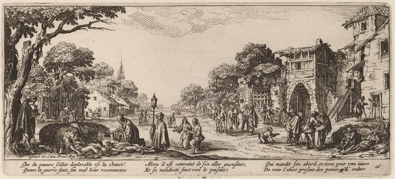 Døende soldater ved vejkanten af Gerrit van Schagen after Jacques Callot