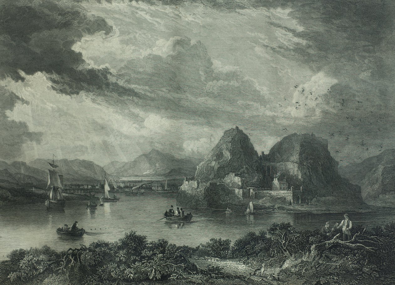 Dumbarton Castle, ca. 1880 (gravering) af Gershom Gourlay Cumming