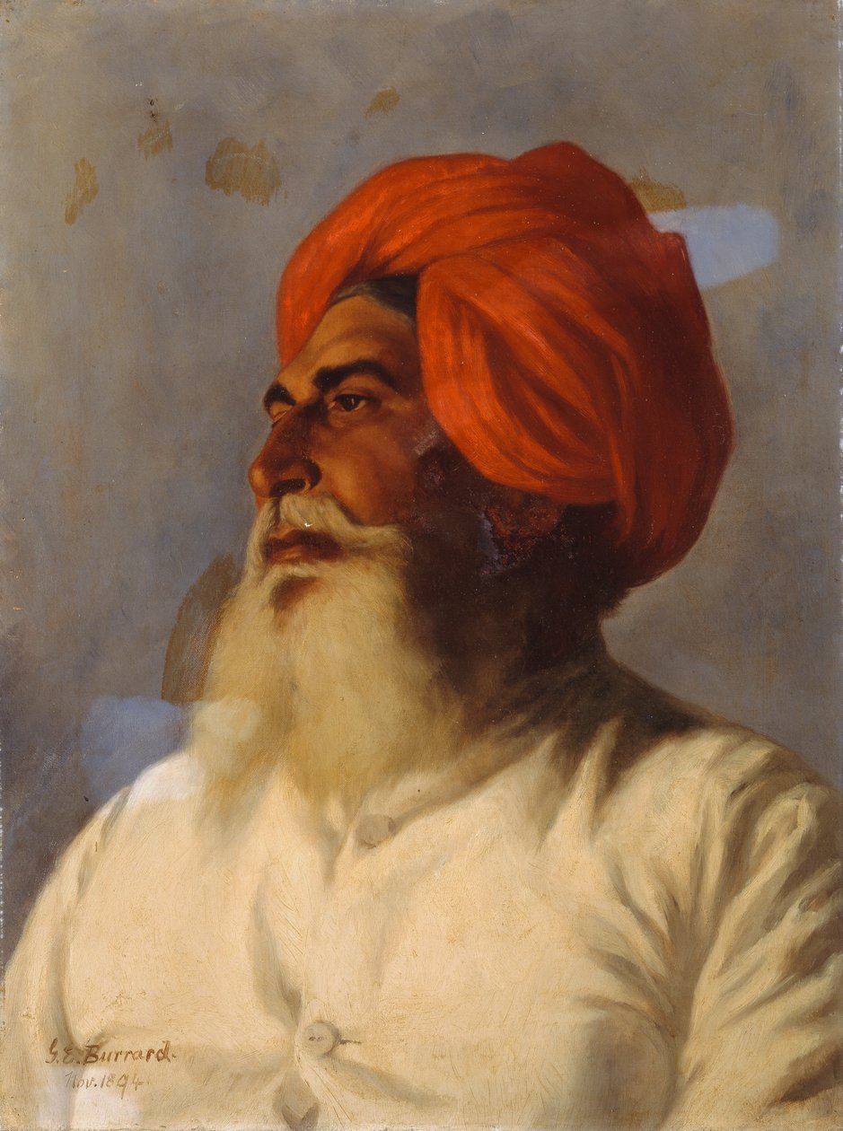 Ganda Singh, en sikh-chaprassee fra oberst Wilmers topografiske nr. 14 undersøgelsesfest, 1894 af Gertrude Ellen Burrard
