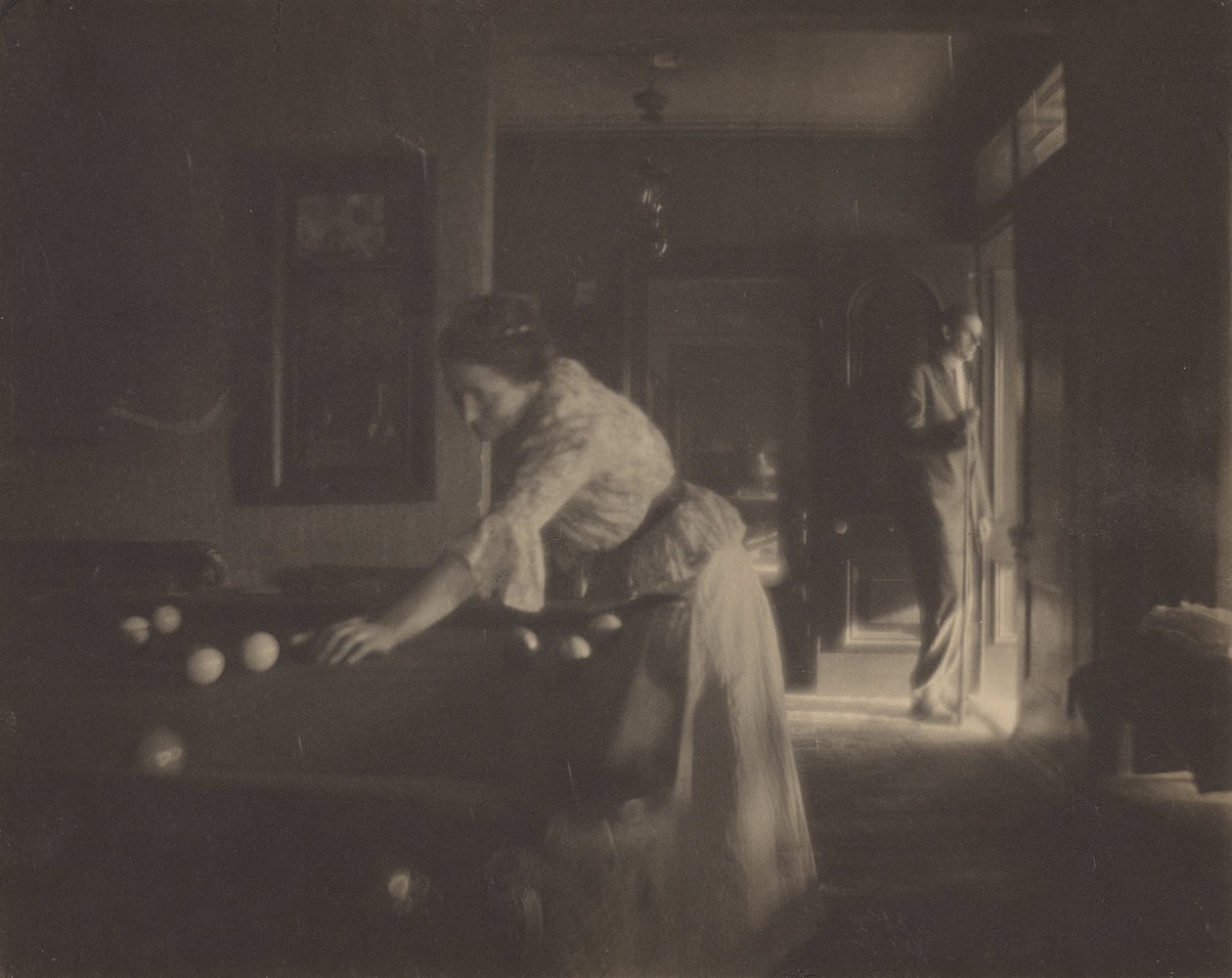(Gertrude Käsebier OMalley ved Billard) af Gertrude Käsebier