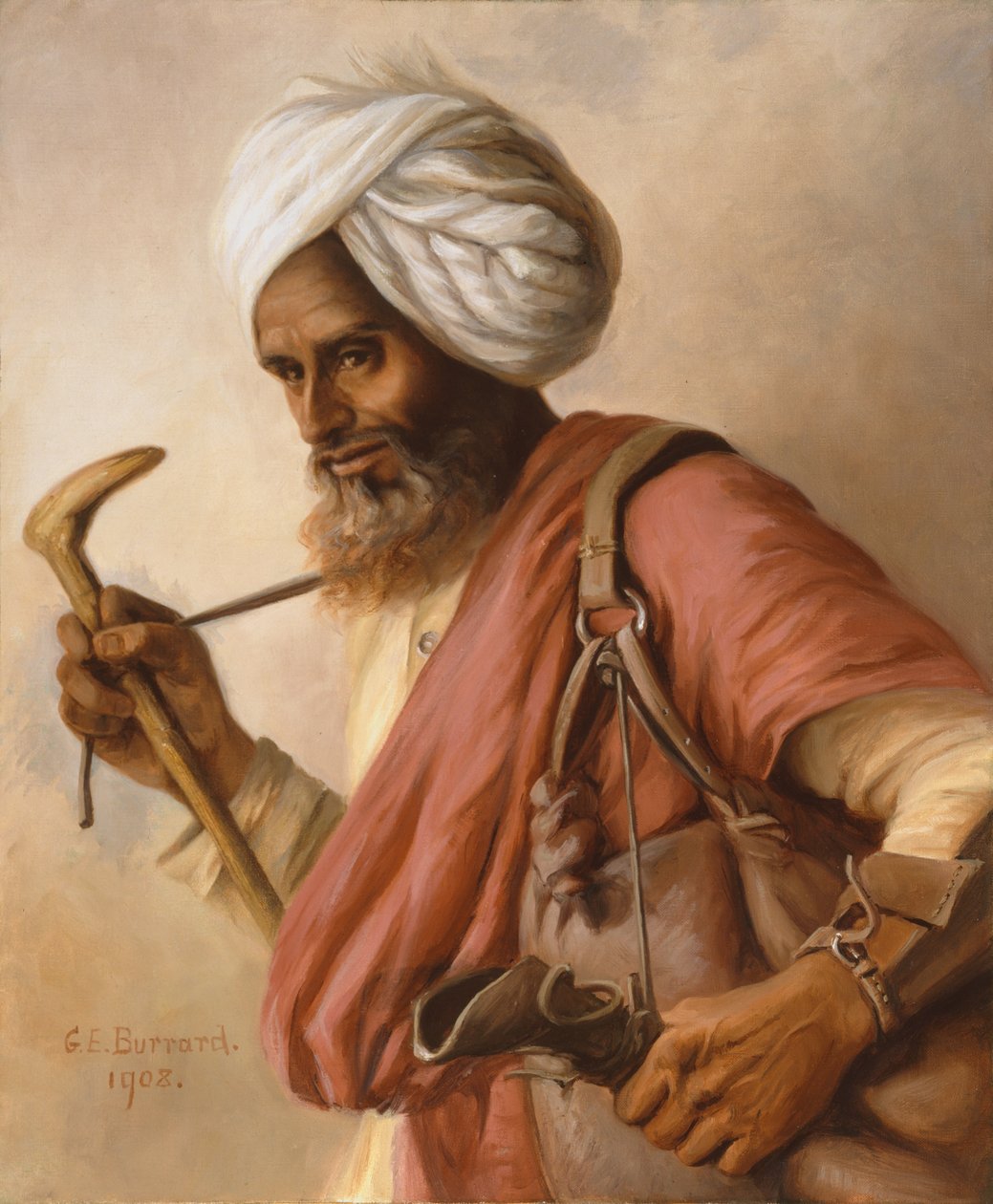 Hasan, vandbærer for kunstneren og hendes mand i Simla i 1908 af Gertrude Ellen Burrard