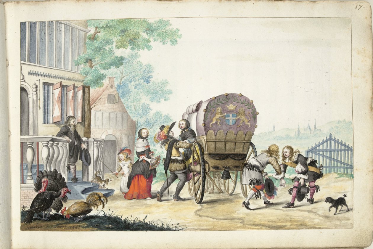 Ankomst til et landsted af Gesina ter Borch (signed by artist)