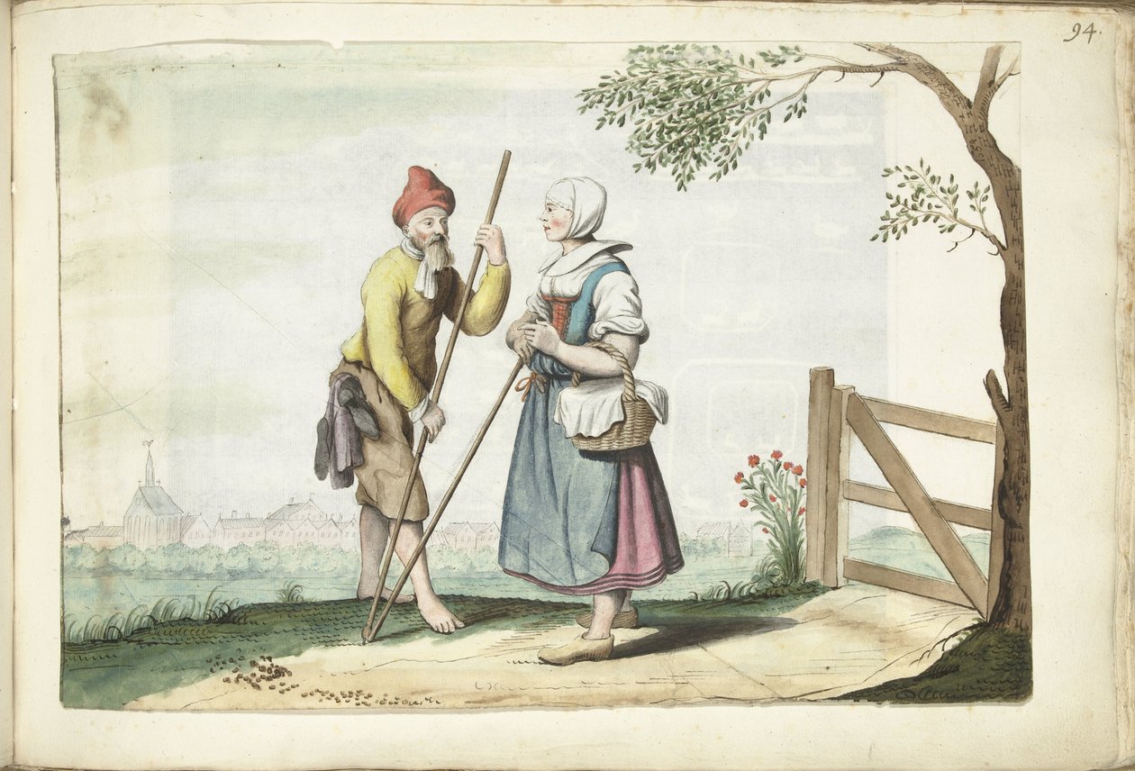 Landmandspar i samtale af Gesina ter Borch (signed by artist)