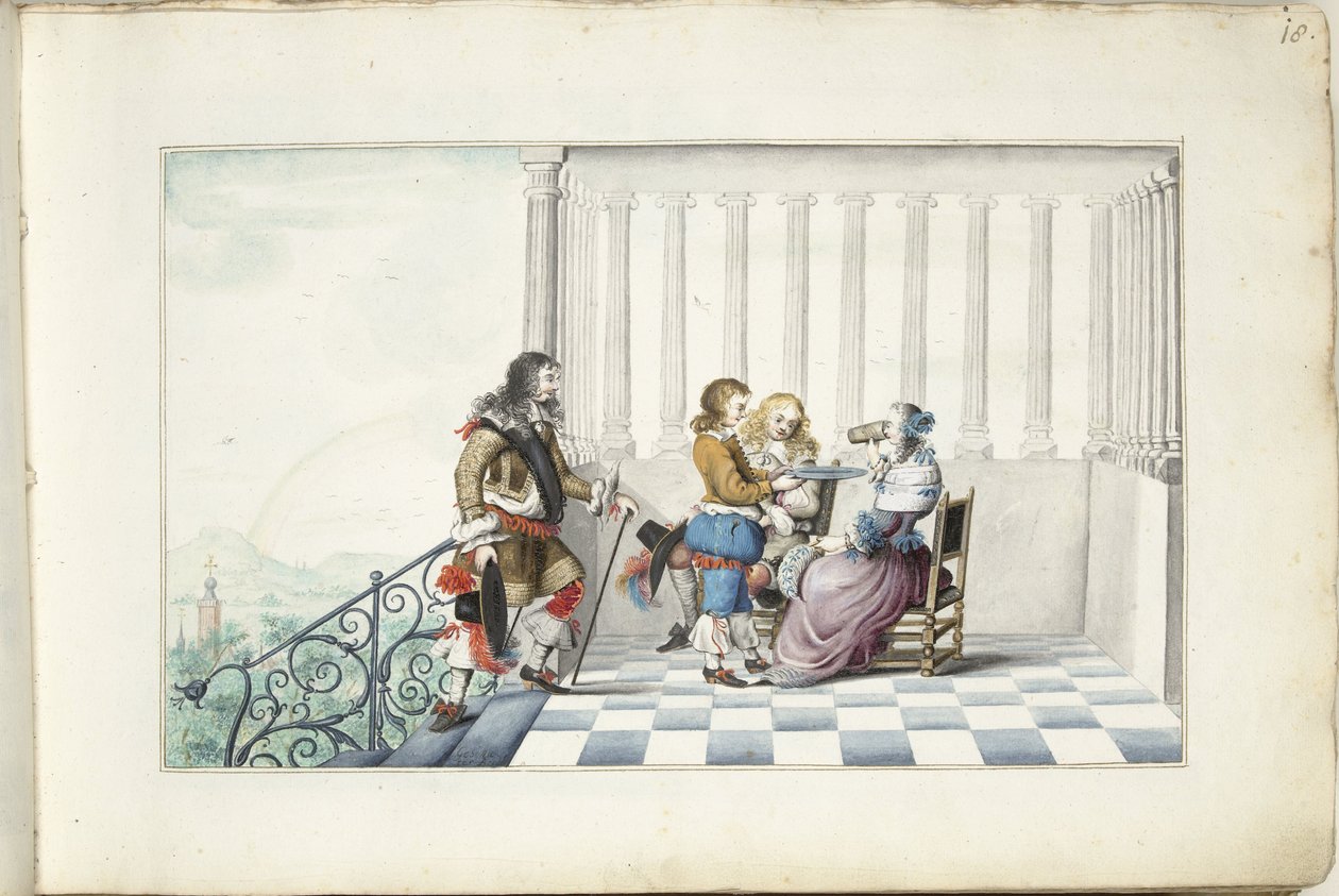 Selskab på en terrasse af Gesina ter Borch (signed by artist)