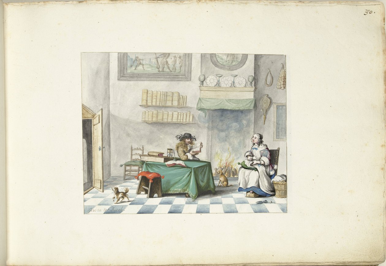 Herren læser for en dame af Gesina ter Borch (signed by artist)