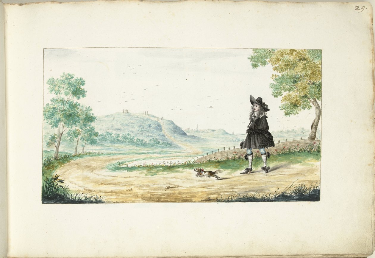 Løbende herre på en landevej af Gesina ter Borch (signed by artist)