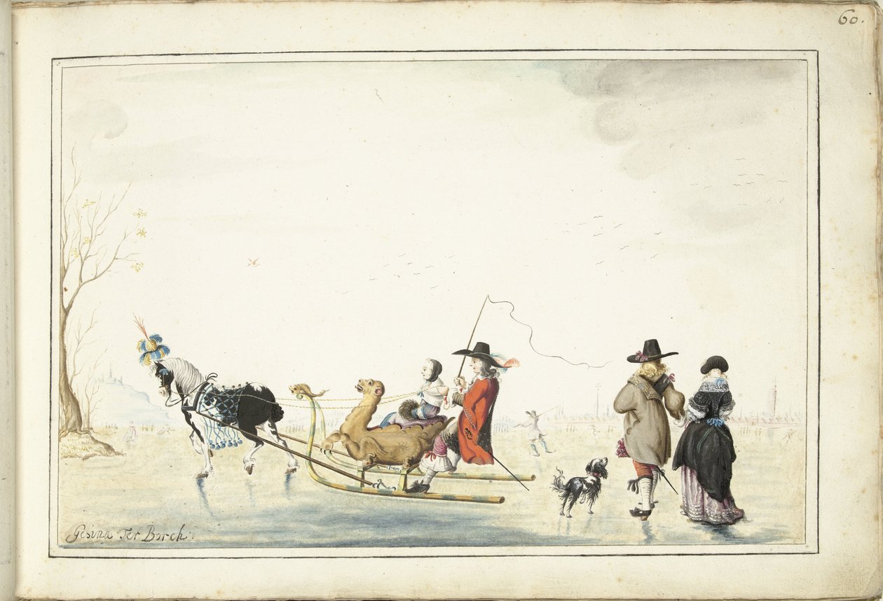 Slæde på isen af Gesina ter Borch (signed by artist)