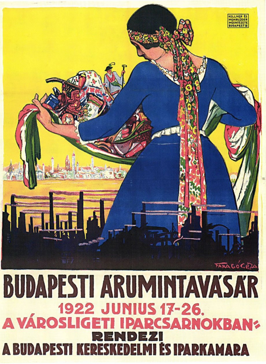 Plakat af messen i Budapest af Geza Farago