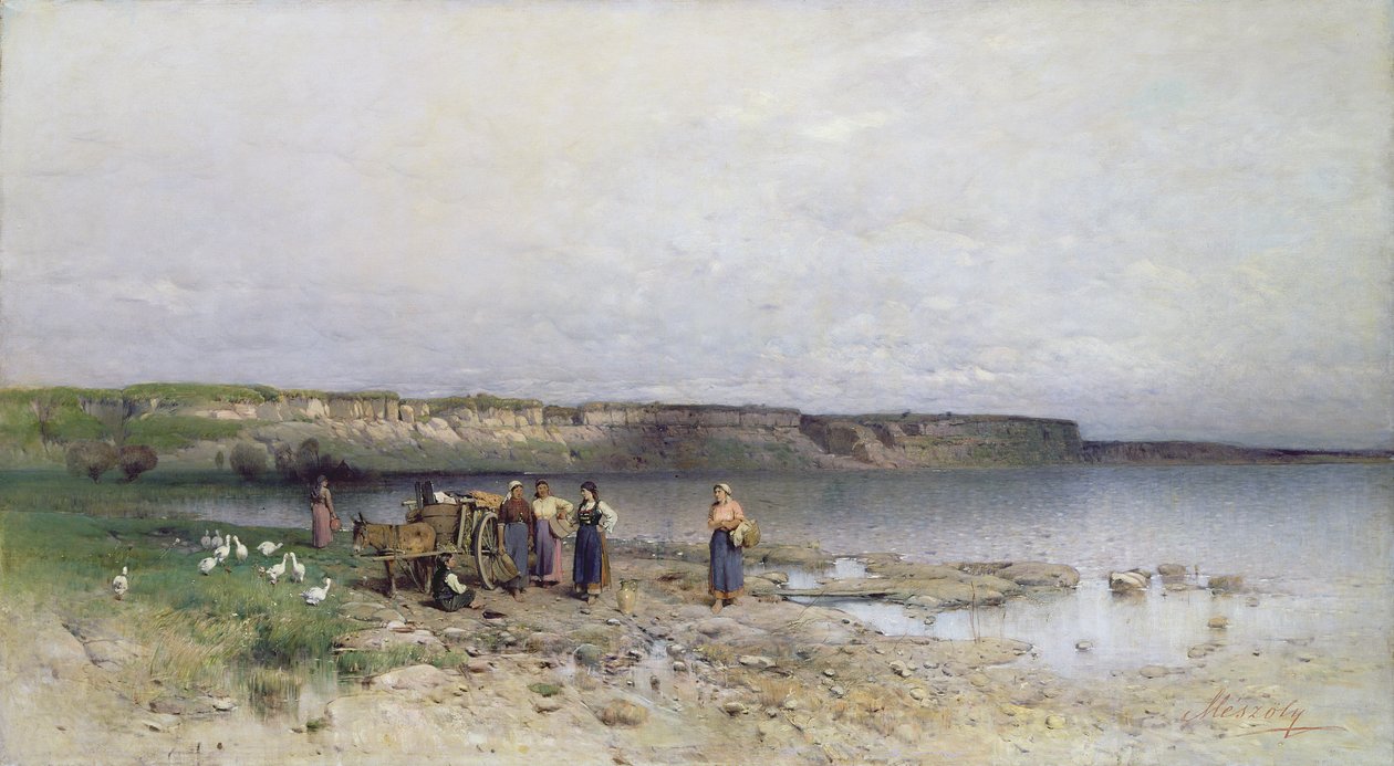 Balatonsøen med Akarattya-kysten, 1885 af Geza Meszoly