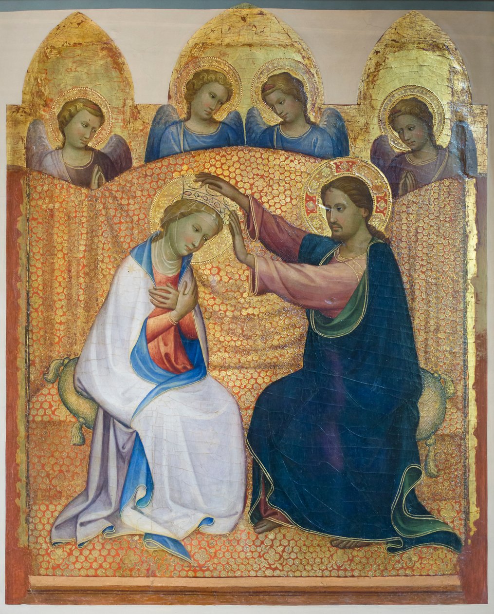 Jomfruens kroning med engle, ca. 1404 (tempera og bladguld på panel) af Gherardo Starnina