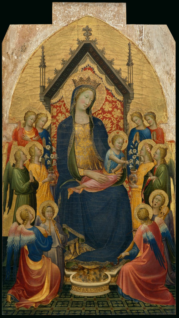 Madonna og barn med musikalske engle, ca. 1410 (tempera og bladguld på panel) af Gherardo Starnina