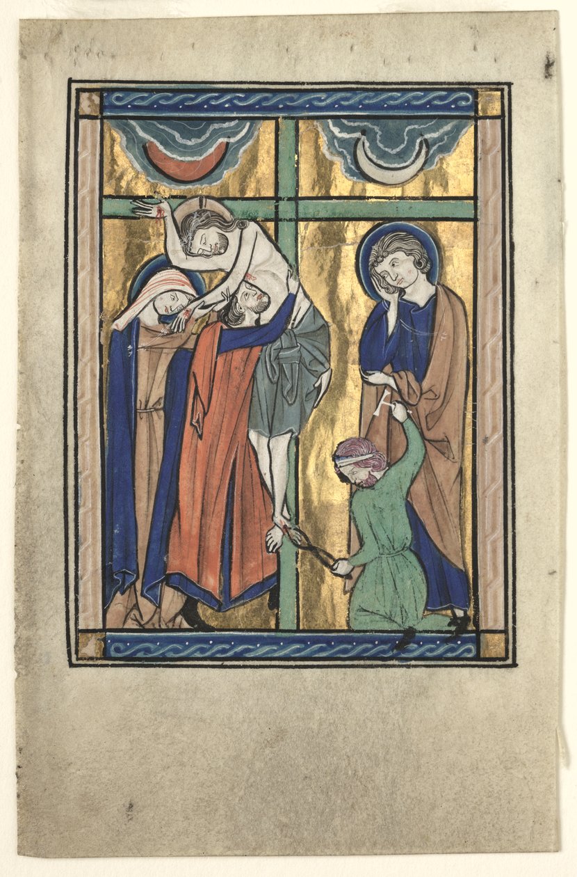 Miniature udskåret fra "Potocki Psalter": Aflejringen af Gherardo Starnina