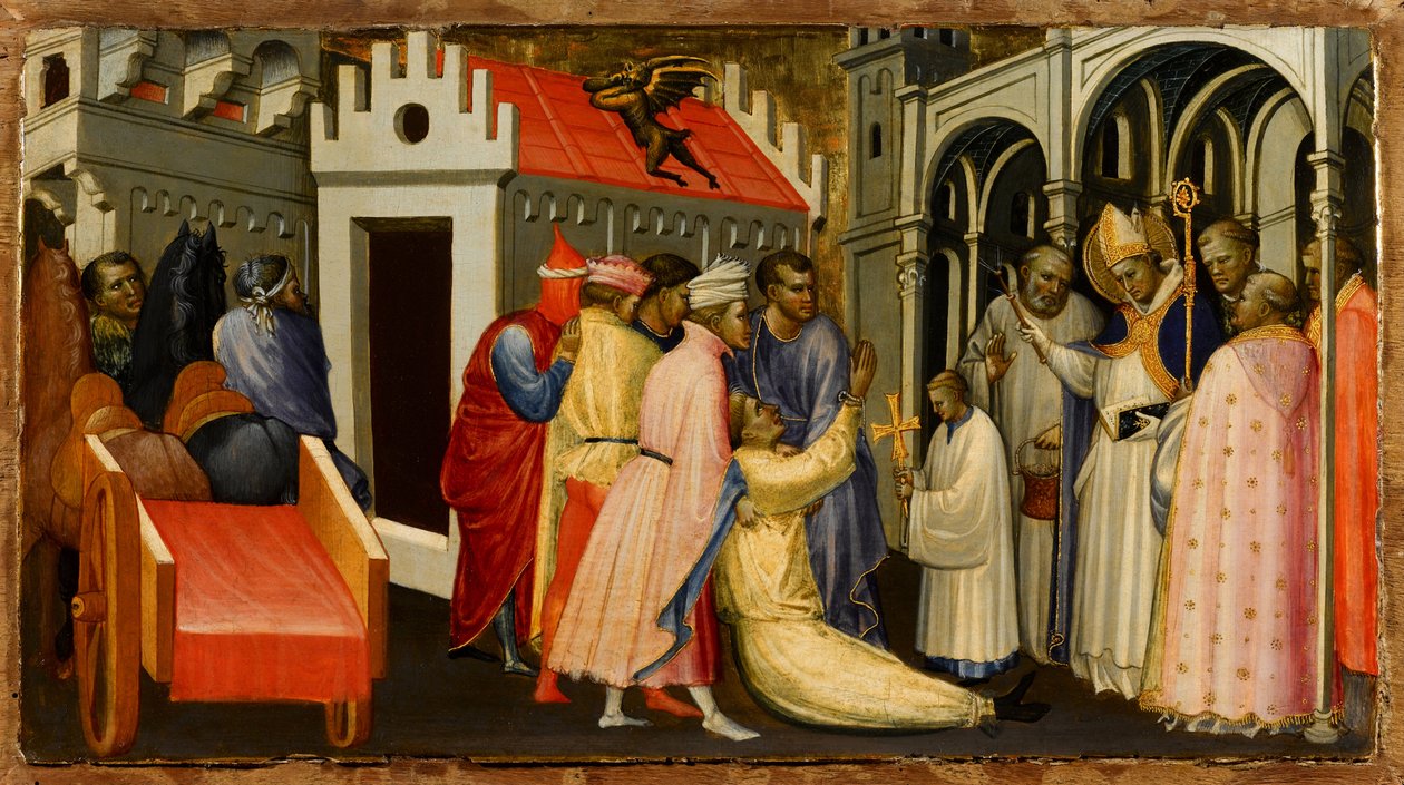 Sankt Hugh af Lincoln eksorciserer en mand besat af djævelen, 1404-1407 af Gherardo Starnina