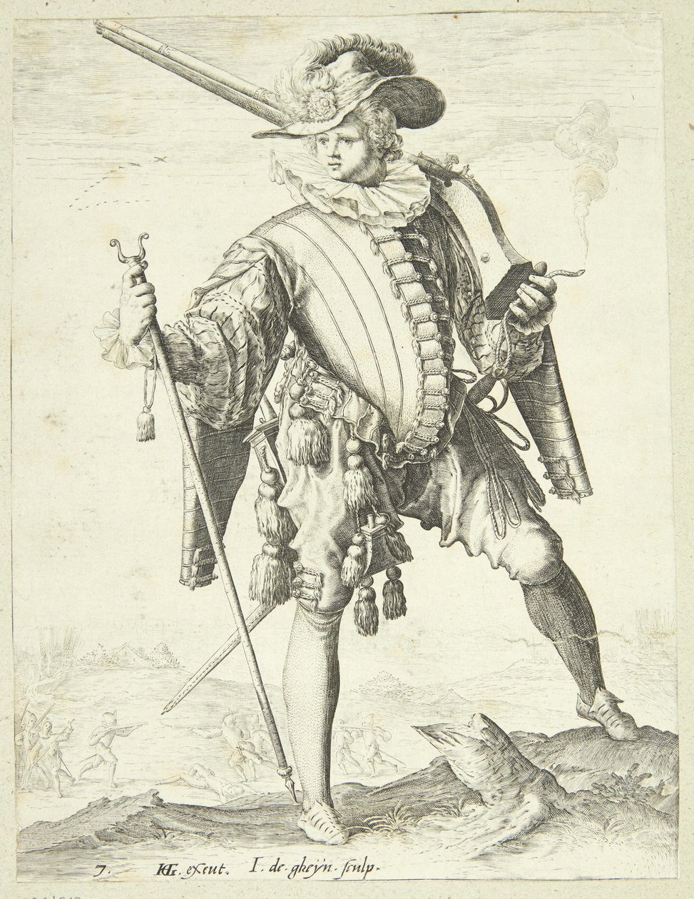 Soldat med hagebøsse (arkebuse) af Gheyn, Jacques II de