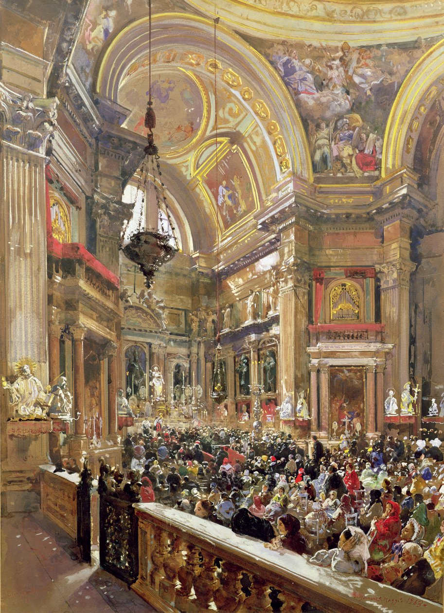 Miraklet ved likveaktionen af blodet fra Saint Januarius, 5. maj 1863 af Giacinto Gigante
