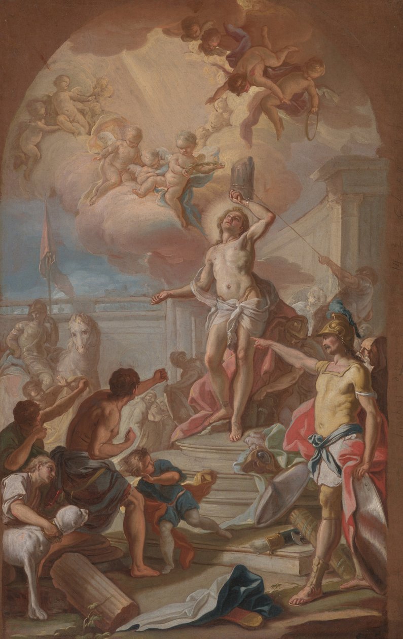 The Martyrium of St. Sebastian, ca. 1780 (olie på lærred) af Giacinto (attr. to) Diana