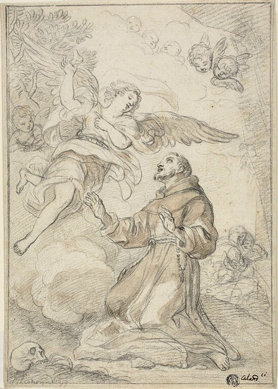 En engel viser sig for Sankt Dominikus af Giacinto Calandrucci
