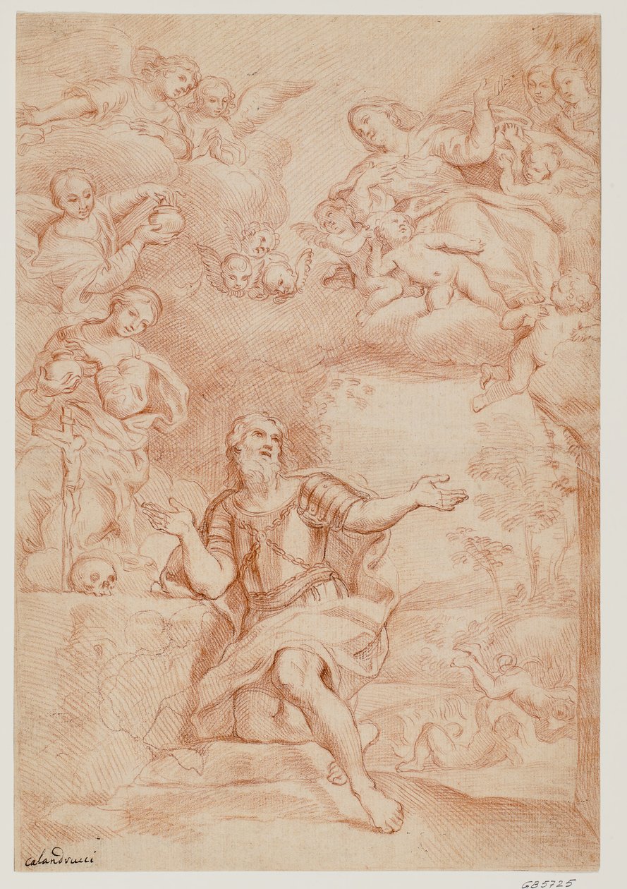 Madonnaen og to kvinder (de tre Marys) dukker op i et syn til St. William af Aquitaine af Giacinto Calandrucci